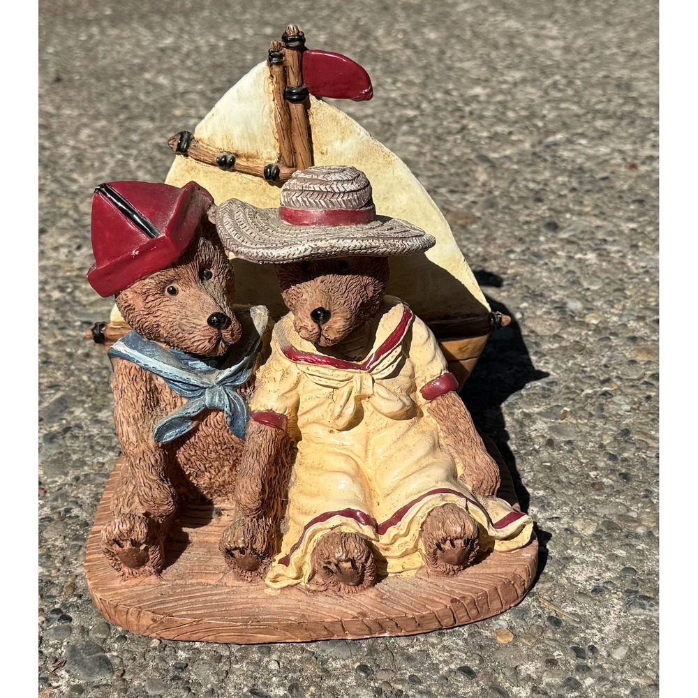 Three Hands Corp Nautical Teddy Bears Sailboat Resin Figurine 96601